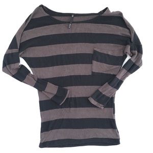 Love Culture Black Brown Stripe Long Sleeve Blouse